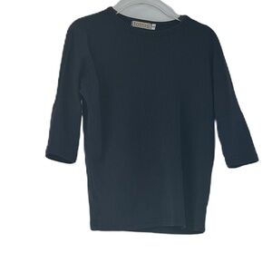 Tottini Girls Navy Blue Ribbed Lightweight Casual 3/4 Sleeve Top Size 5